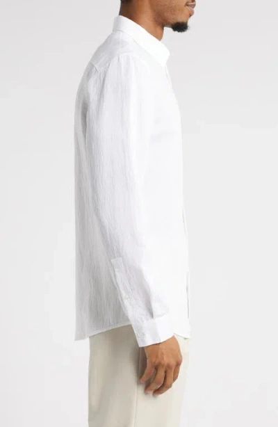 Open Edit Slim Fit Solid White Textured Button-up Shirt In White