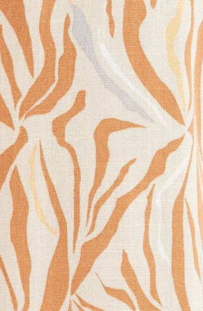 Open Edit Zebra Print Camp Shirt In Beige Linear Zebra