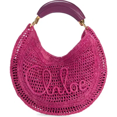 Chloé Chloe Women Fuchsia Raffia Banana Handbag In Pink