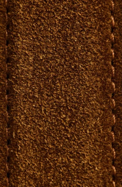 Lie Studio Lié Studio The Georgia Leather Belt In Gold Maple Brown Suede