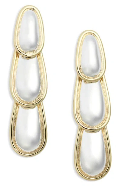 Argento Vivo Convex Two-tone Linear Drop Earrings In Two Tone