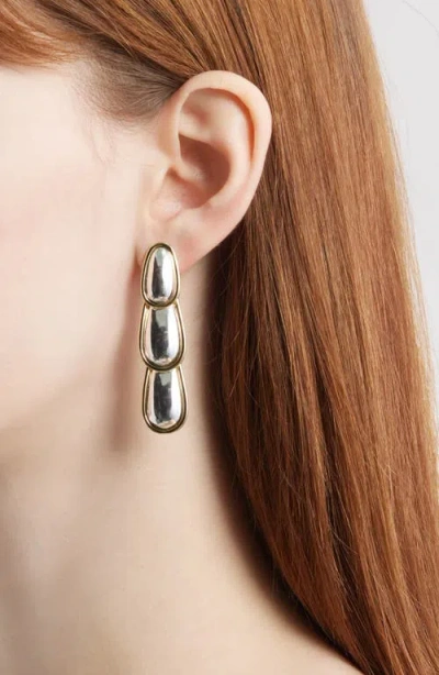 Argento Vivo Convex Two-tone Linear Drop Earrings In Two Tone