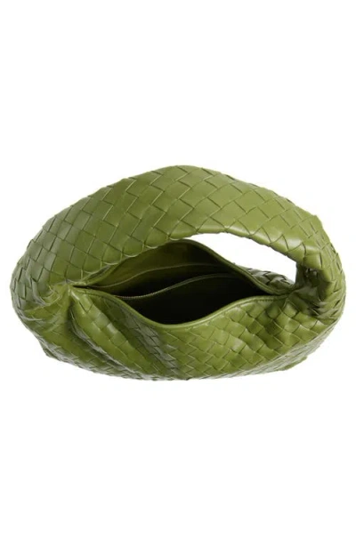 Bottega Veneta Small Hop Intrecciato Leather Hobo Bag In 2488 Matcha-gold