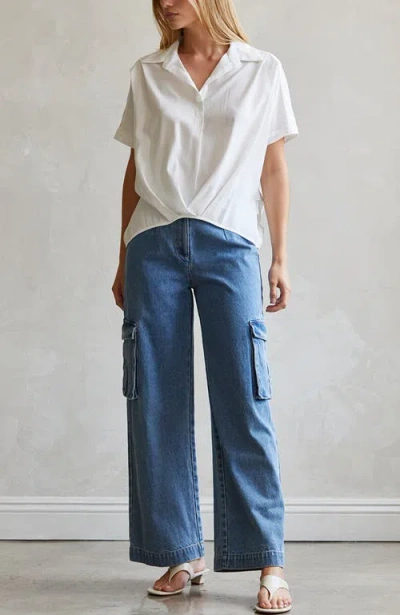 Crescent Denim Cargo Pants In Denim Blue