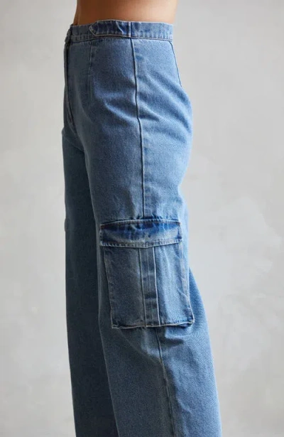 Crescent Denim Cargo Pants In Denim Blue
