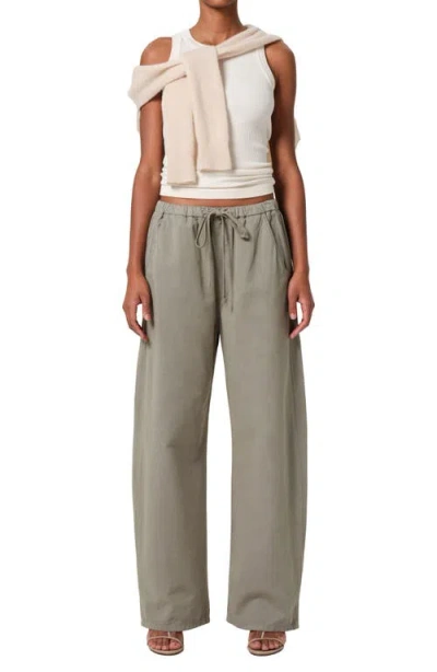 Citizen Of Humanity Aurora Cotton And Linen-blend Wide-leg Pants In Green