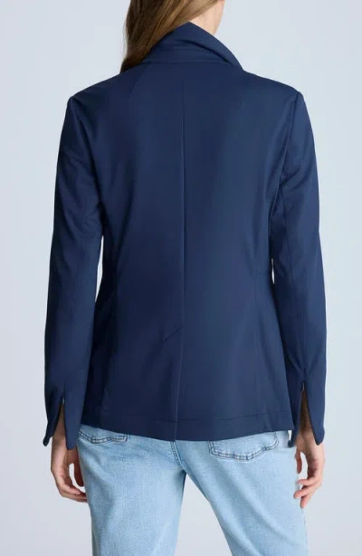 Kenneth Cole Athletic Stretch One Button Notch Collar Jacket In Dark Navy