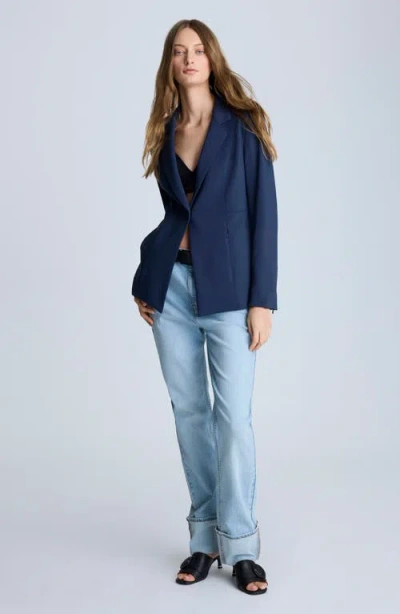 Kenneth Cole Athletic Stretch One Button Notch Collar Jacket In Dark Navy