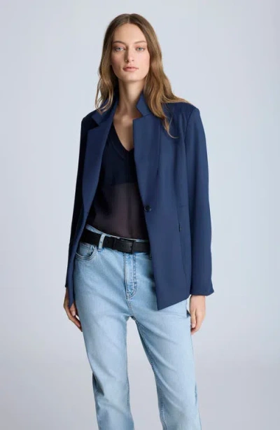 Kenneth Cole Athletic Stretch One Button Notch Collar Jacket In Dark Navy