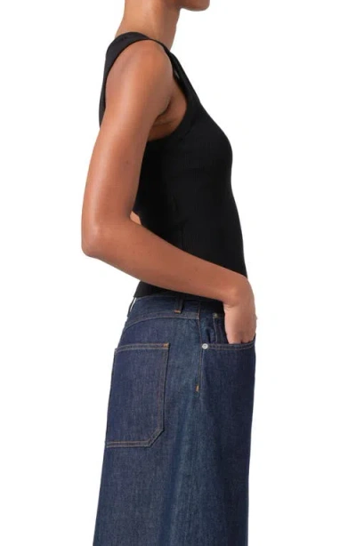 Agolde Poppy Ribbed Tank Top In Black