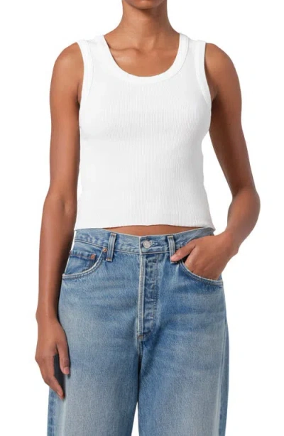 Agolde Poppy Cotton-blend Cropped Tank Top In White