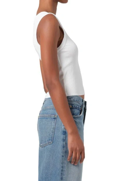 Agolde Poppy Cotton-blend Cropped Tank Top In White