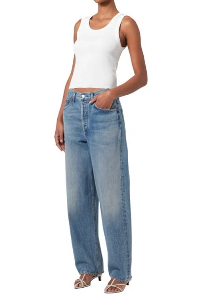 Agolde Poppy Cotton-blend Cropped Tank Top In White