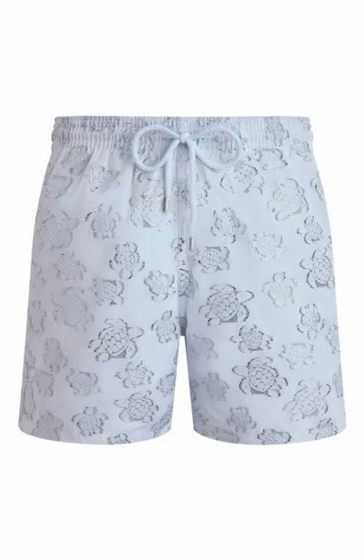 Vilebrequin Jacquard Ronde Des Tortues Swim Trunks In Off White