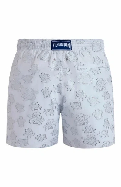 Vilebrequin Jacquard Ronde Des Tortues Swim Trunks In Off White