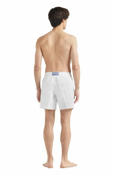 Vilebrequin Jacquard Ronde Des Tortues Swim Trunks In Off White