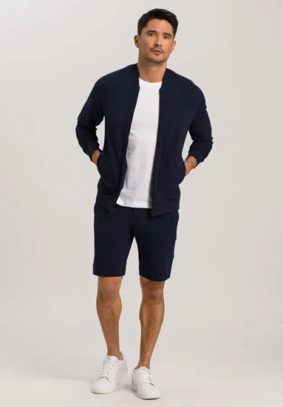 Hanro Natural Living Organic Cotton Drawstring Shorts In Black Iris