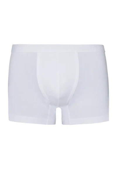 Hanro Stretch Cotton Essentials Long-leg Boxer Briefs In White