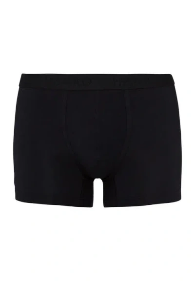 Hanro Mens Black Elasticated Slim-fit Stretch-cotton Trunks In Black