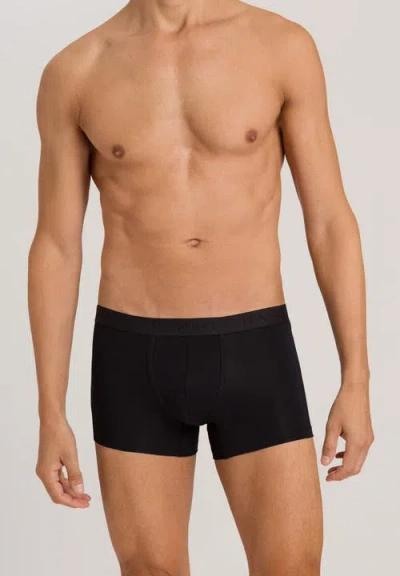 Hanro Mens Black Elasticated Slim-fit Stretch-cotton Trunks In Black