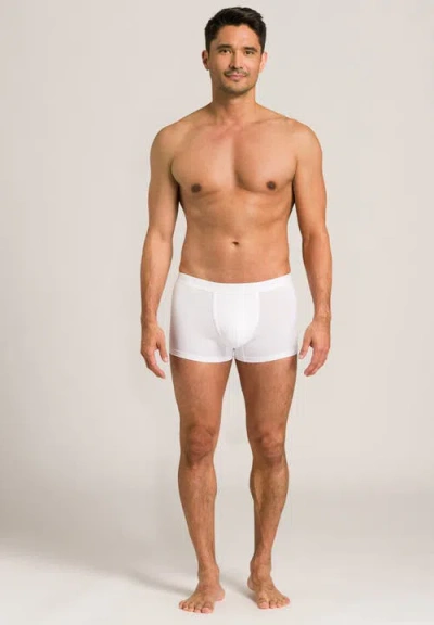 Hanro Stretch Cotton Essentials Long-leg Boxer Briefs In White