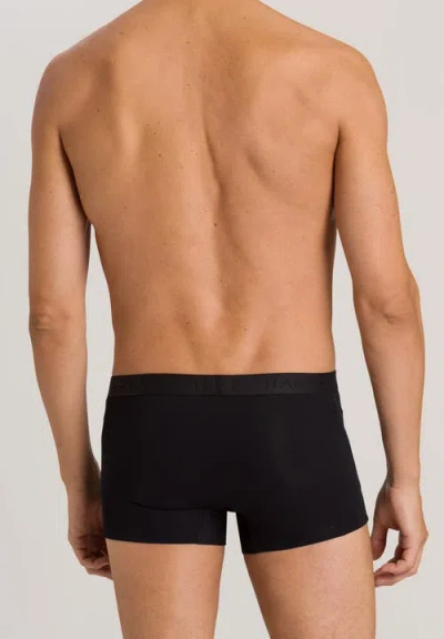 Hanro Mens Black Elasticated Slim-fit Stretch-cotton Trunks In Black