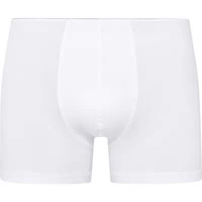 Hanro Stretch Cotton Essentials Long-leg Boxer Briefs In White