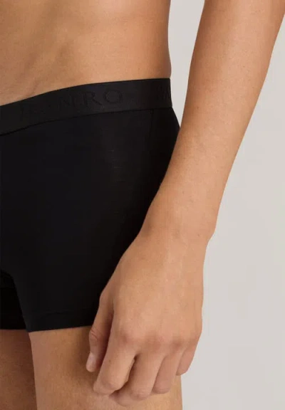 Hanro Mens Black Elasticated Slim-fit Stretch-cotton Trunks In Black