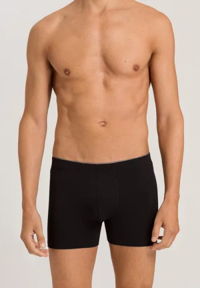 Hanro Mens Black Elasticated Slim-fit Stretch-cotton Trunks In Black