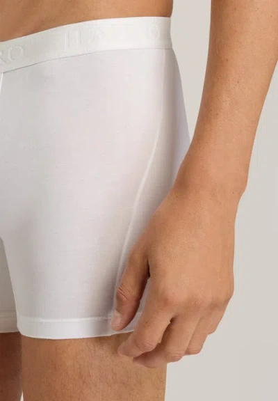 Hanro Stretch Cotton Essentials Long-leg Boxer Briefs In White