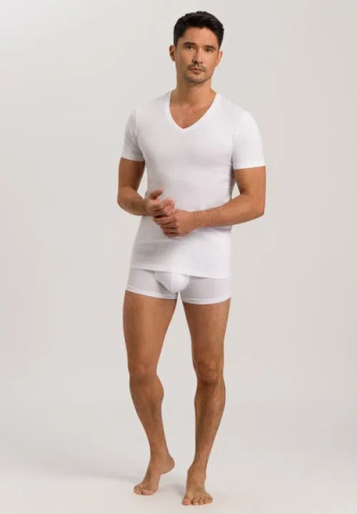Hanro Stretch Cotton Essentials Long-leg Boxer Briefs In White