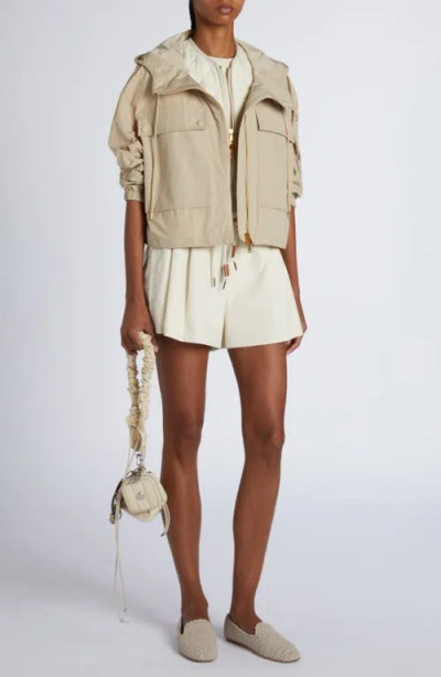 Moncler Relaxed Fit Bermuda Shorts With Elastic Waistband In White