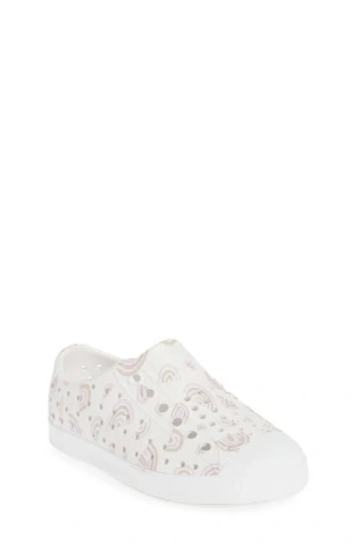 Native Shoes Jefferson Water Friendly Perforated Slip-on In Shellwhite/shellwhite/rainbow
