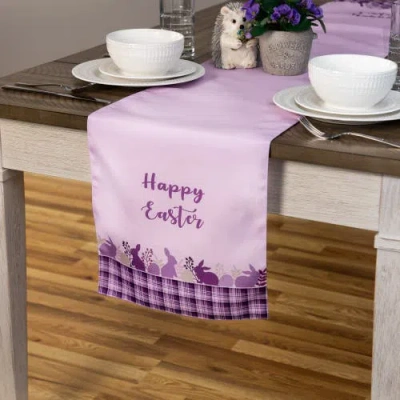 Northlight 72" Pastel Purple "happy Easter" Plaid Table Runner In Purple