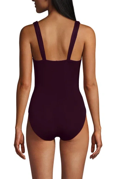 Lands' End Slendersuit Grecian Tummy Control Chlorine Resistant One Piece Swimsuit In Dark Wine