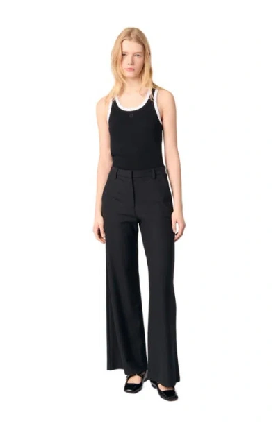 Maje Flared Tailored Trousers In Black