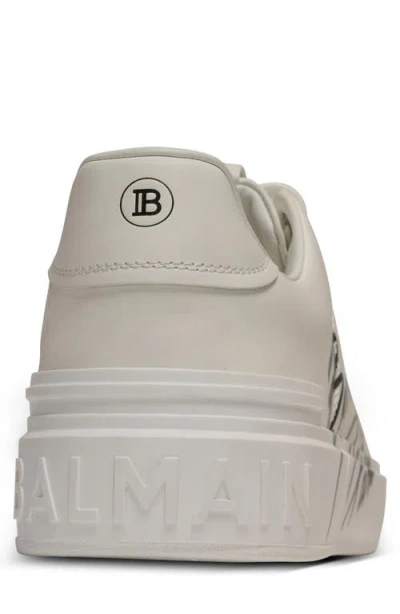 Balmain Low-top Court Sneakers In Smooth Leather In White