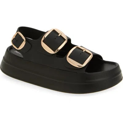 Jeffrey Campbell Blithe Platform Sandal In Black Gold