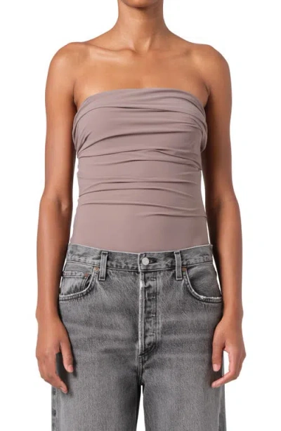 Agolde Gwyneth Fit Bodysuit In Taupe In Gray