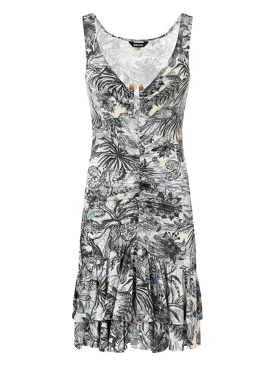 Just Cavalli Floral-print Dress In Blue
