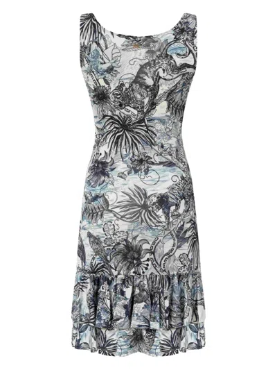 Just Cavalli Floral-print Dress In Blue