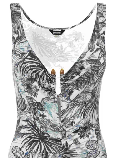 Just Cavalli Floral-print Dress In Blue