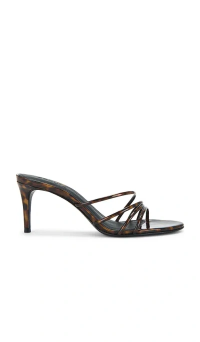 Schutz Inez Strappy Tortoise Slide Sandals In Chocolate