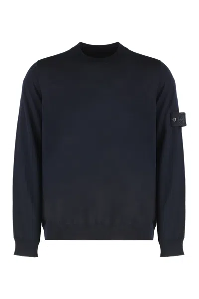 Stone Island Ribbed Knit In Blue