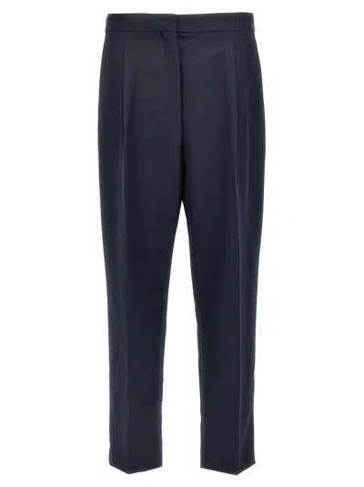 Theory Wool Trousers With Pleated Front And Back Pocket In Xlv Nocturne Navy