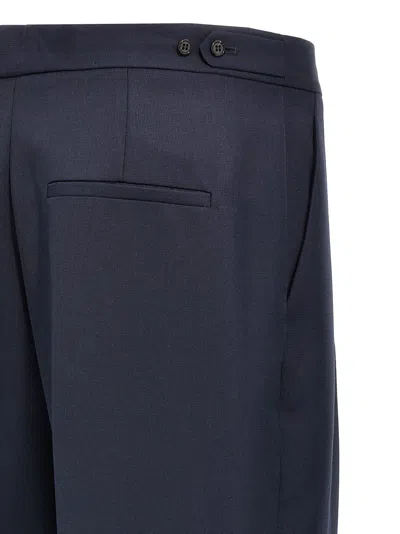 Theory Wool Trousers With Pleated Front And Back Pocket In Xlv Nocturne Navy