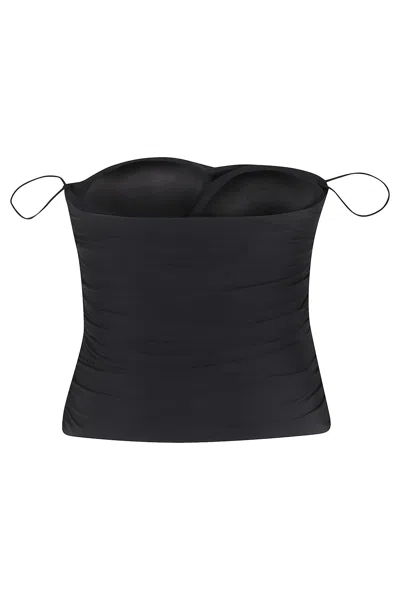 Amazuìn Amazuin Rosie Draped Black Bustier With Structured Cups In Deep Black