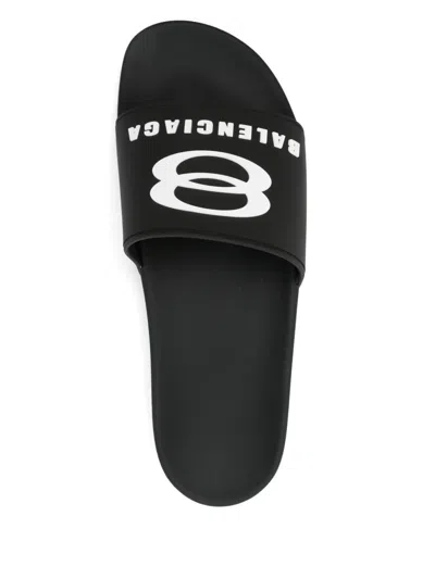 Balenciaga Rubber Slide Sandals For The Pool In Black