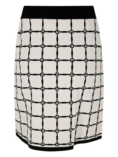 Elisabetta Franchi Grid-patterned Buttoned Mini Skirt In White