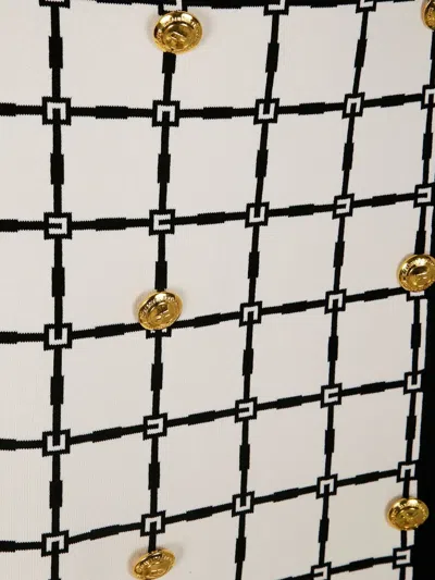 Elisabetta Franchi Grid-patterned Buttoned Mini Skirt In White